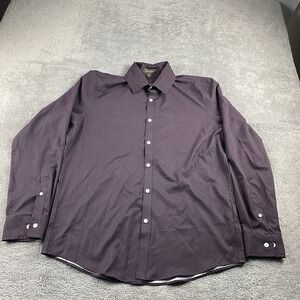 Tasso Elba Long Sleeve Button Up Shirt Mens Medium Red/ Brown